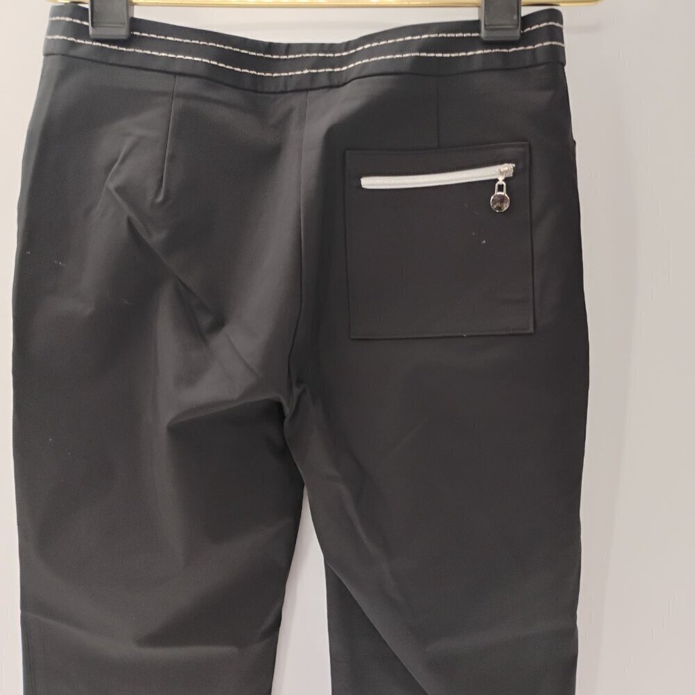 black womens dress pants straight‎ cut chanel brand sz10 with silver thread - Picture 4 of 13